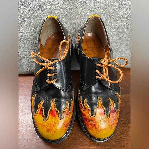 Tred Air Leather Flames Low Shoes Men’s Sz 8 Lace Up Black TredAir England - Picture 3 of 16